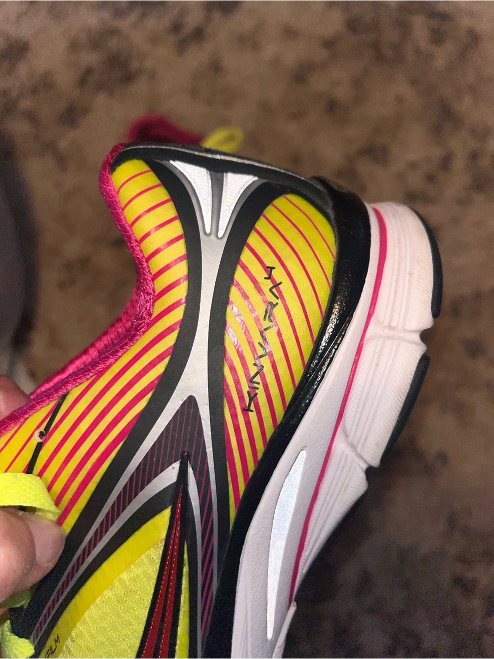 Saucony Neon Yellow and Pink Women's Athletic Running Shoes - Picture 4 of 8